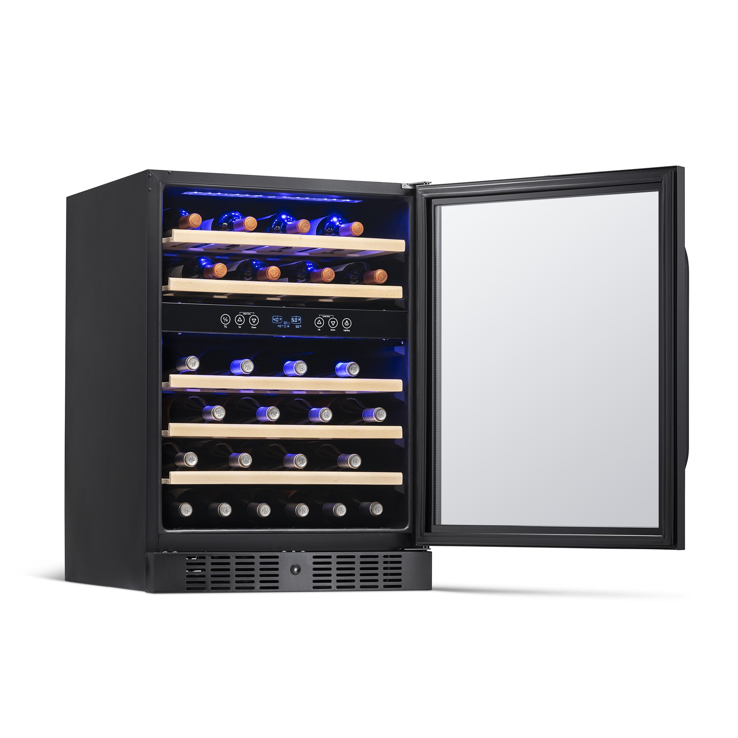 NewAir 24 Built-in 46 Bottle Dual Zone Wine Fridge in Black Stainless Steel