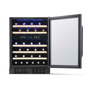 NewAir 24 Built-in 46 Bottle Dual Zone Wine Fridge in Black Stainless Steel