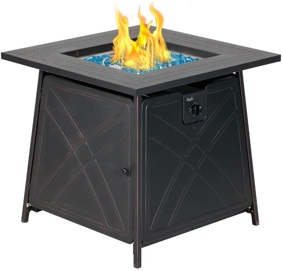 50,000 BTU Square Outdoor Propane Fire Pit Table