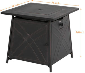 50,000 BTU Square Outdoor Propane Fire Pit Table