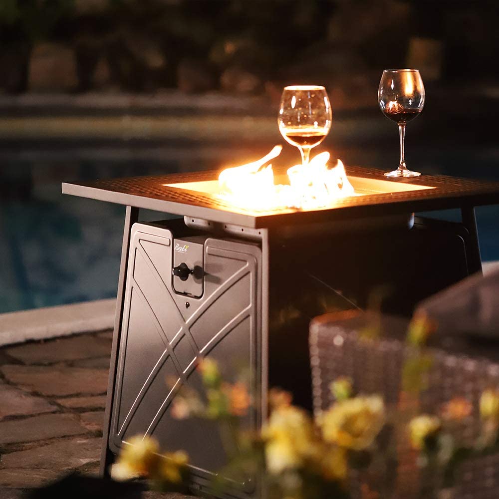 50,000 BTU Square Outdoor Propane Fire Pit Table