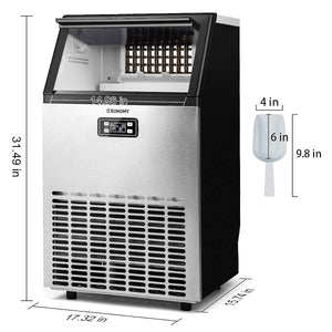 100lbs/24H Stainless Steel Under Counter Ice Machine