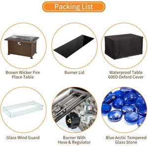 50,000 BTU Auto-Ignition Outdoor Propane Gas Fire Pit Table