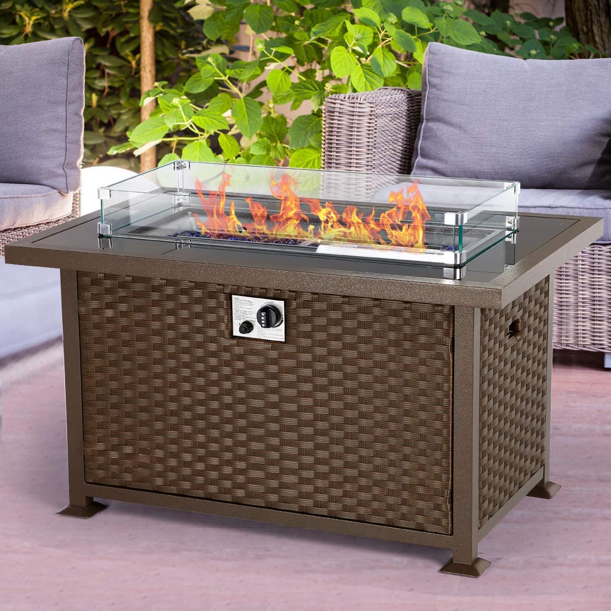 50,000 BTU Auto-Ignition Outdoor Propane Gas Fire Pit Table