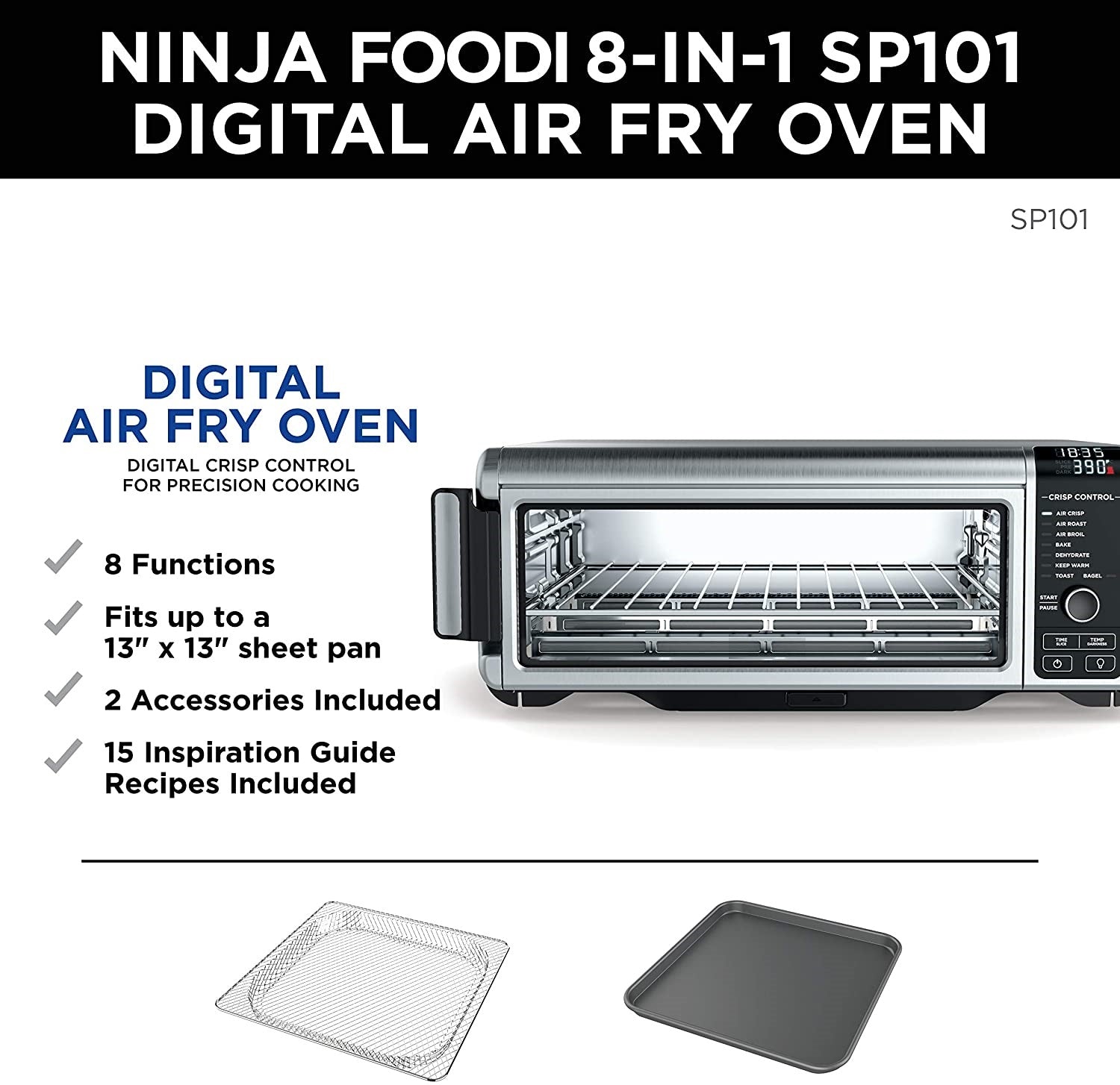 8-in-1 Digital Air Fry | Large Toaster Oven