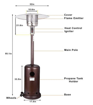 Patio Heater - Propane Outdoor Heater 48000BTU