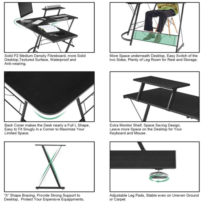 L-Shaped Desk 50.8" Computer Corner Desk