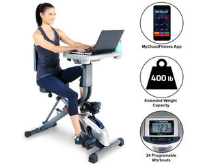 Adjustable Desk Folding Exercise Bike with Pulse