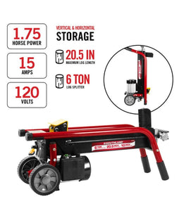 6 Ton 15 Amp Electric Log Splitter