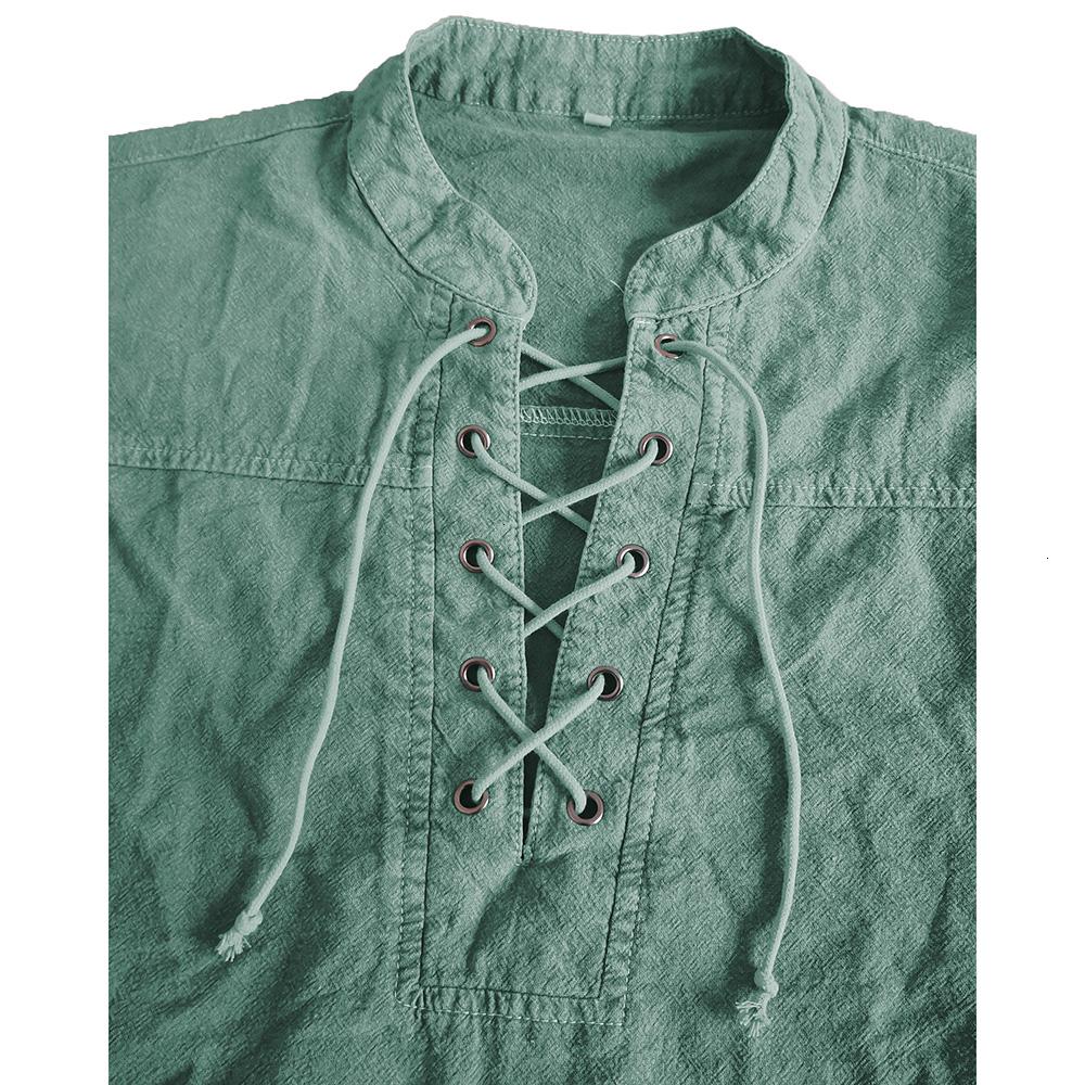 Copy of 2021 Men Gothic Retro T Shirt Lace-up V-neck Denim Long Sleeve Tee Shirt Loose Tops