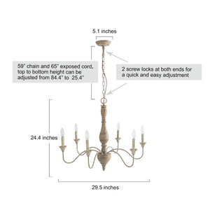 LNC French Country Chandelier Dimension