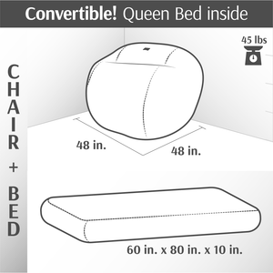 Convertible Bean Bag - Queen Convertible Bean Bag - Faux Leather